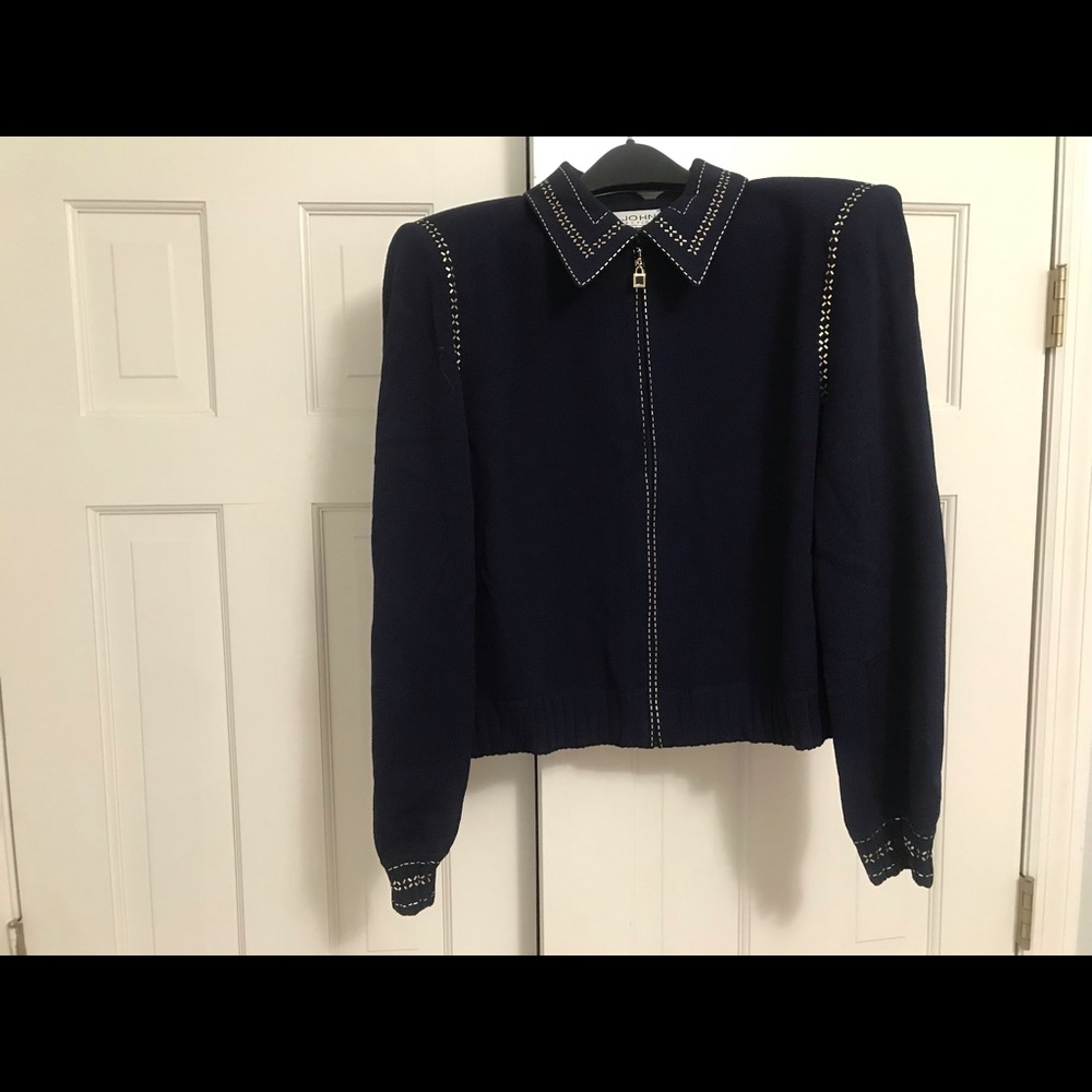 St John Marie Gray collection navy knit jacket
